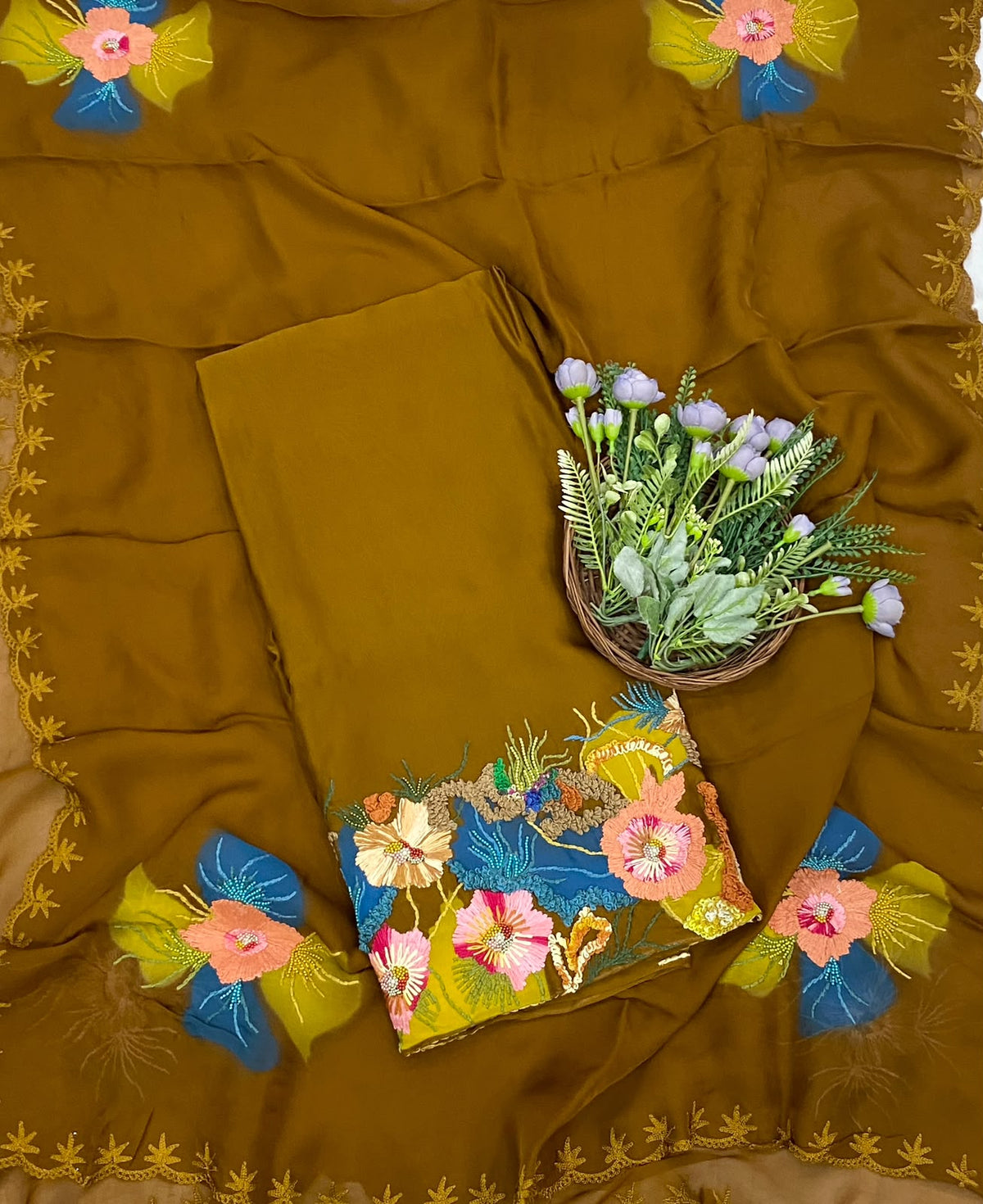 835D Twill Organza Dark Mustard Suit Fabric / CKC Partywear Collection