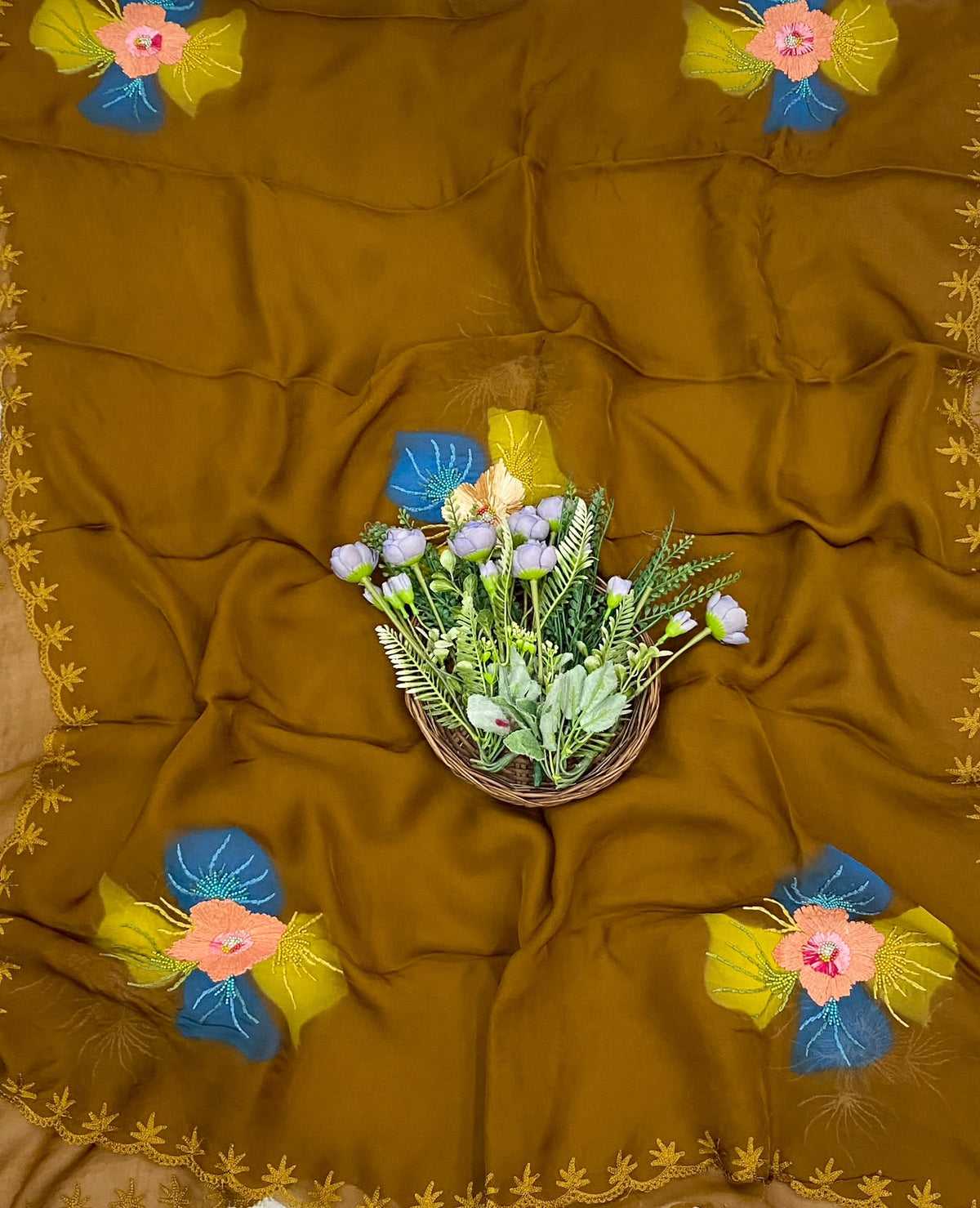 835D Twill Organza Dark Mustard Suit Fabric / CKC Partywear Collection