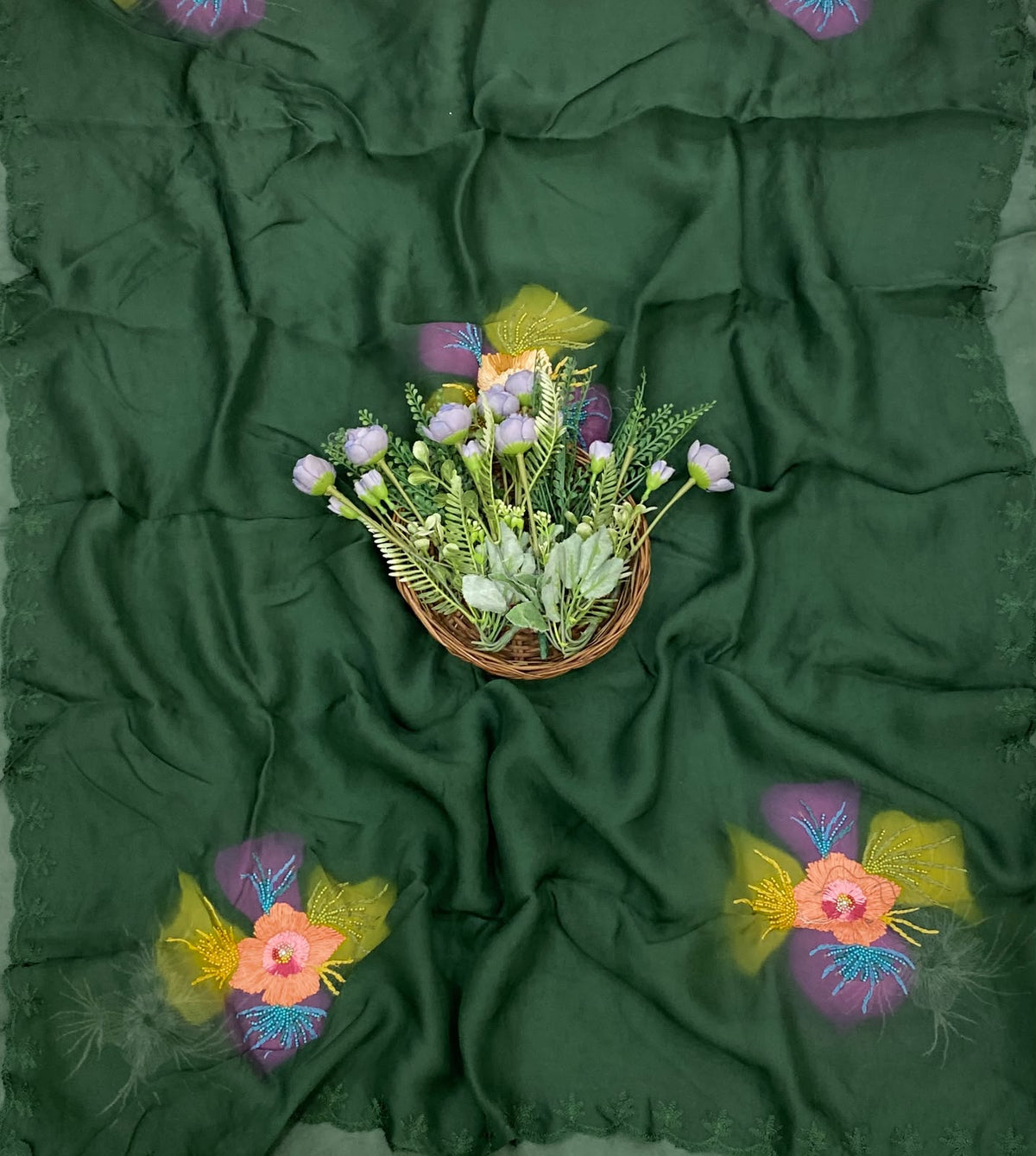 834D Twill Organza Dark Green Suit Fabric / CKC Partywear Collection