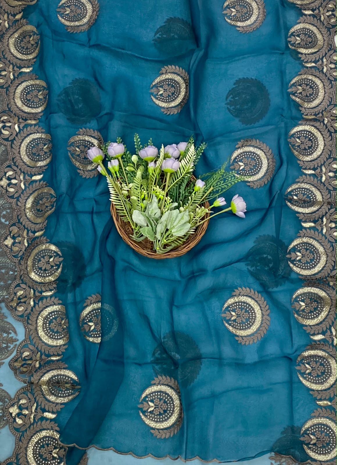 840D Pure Organza Dark Teal Blue Suit Fabric/ CKC Partywear Collection