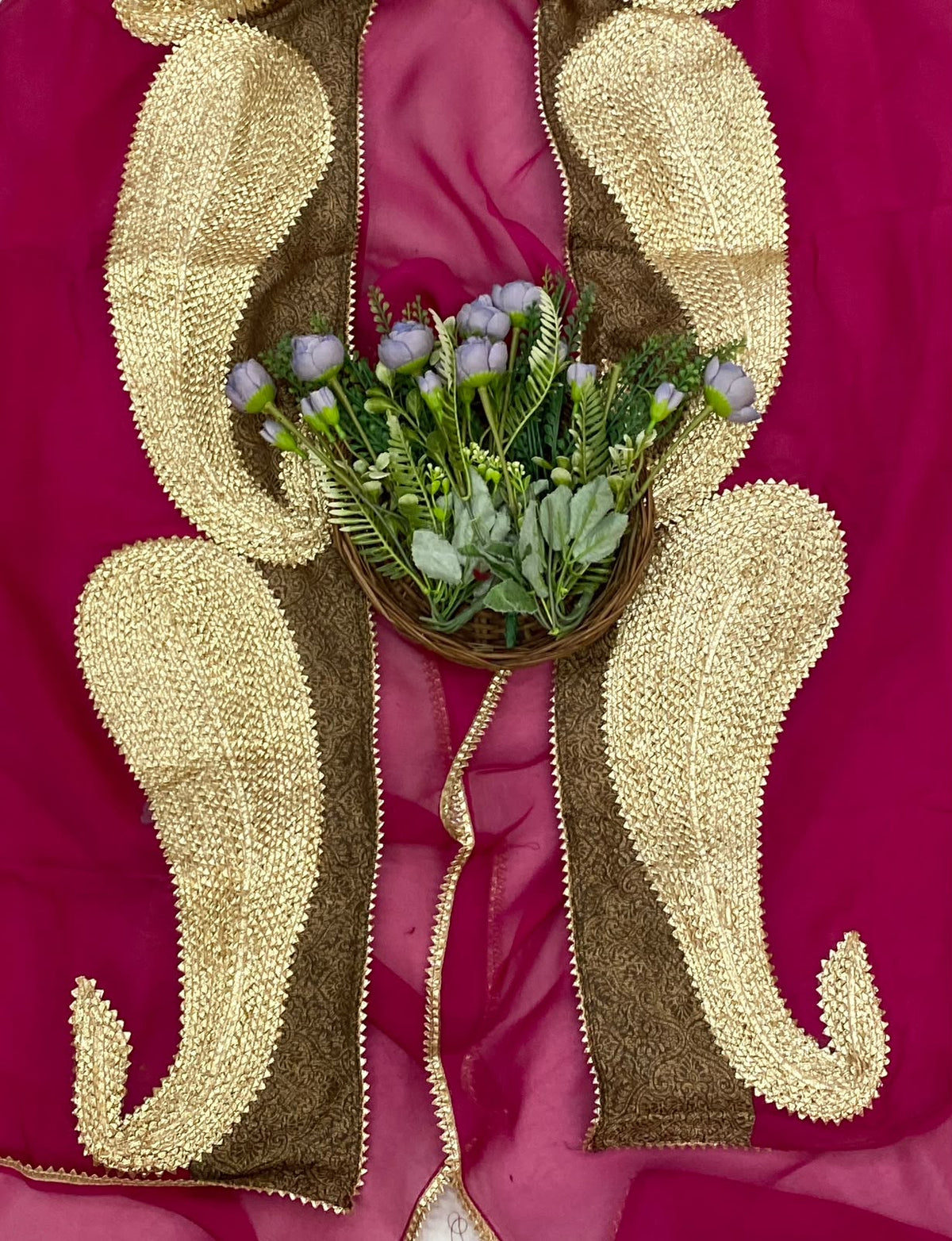 870D Soft Brocade Brown With Magenta  Suit Fabric / CKC Partywear Collection