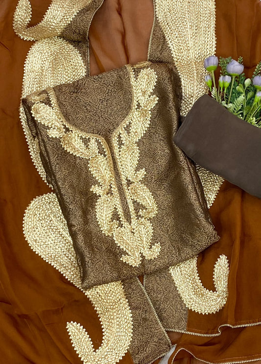 868D Soft Brocade Brown With Rust Suit Fabric / CKC Partywear Collection