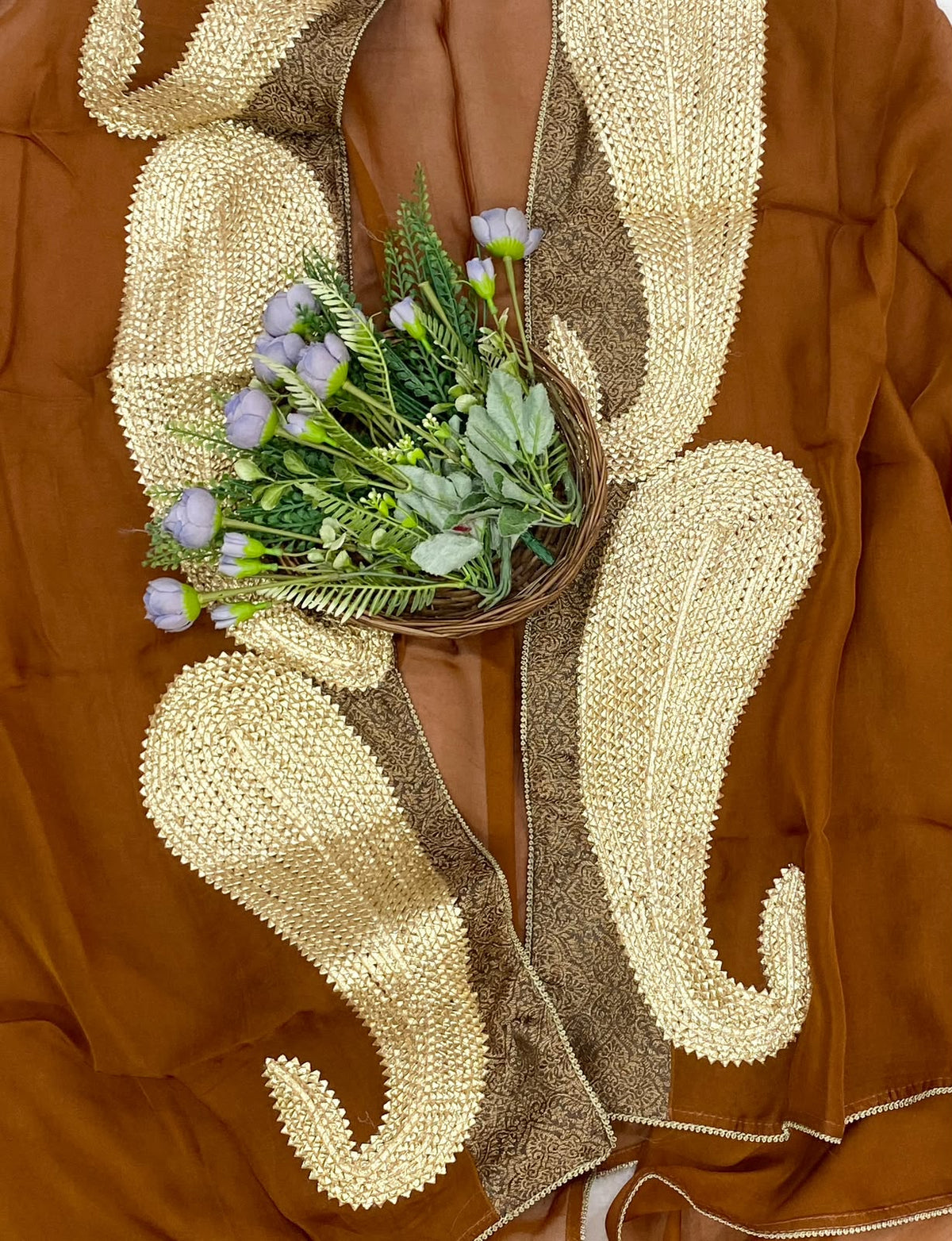 868D Soft Brocade Brown With Rust Suit Fabric / CKC Partywear Collection