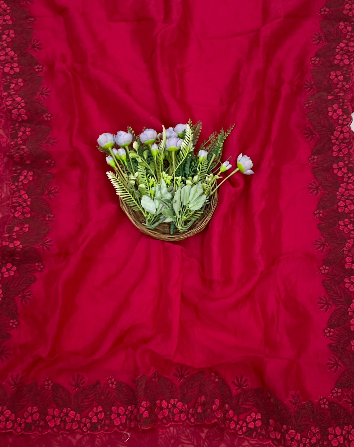 881D Pure Organza Dark Red Suit Fabric / CKC Partywear Collection