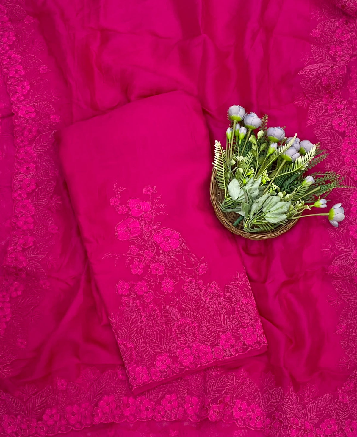 879D Pure Organza Hot Pink Suit Fabric / CKC Partywear Collection