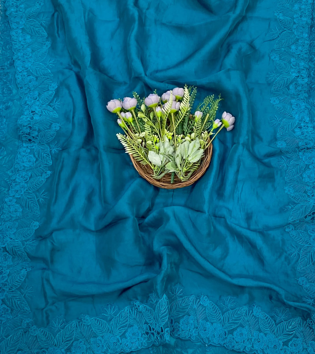 880D Pure Organza Teal Blue Suit Fabric / CKC Partywear Collection
