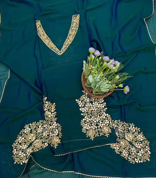 882D Pure Organza Dark Teal Green Suit Fabric / CKC Partywear Collection