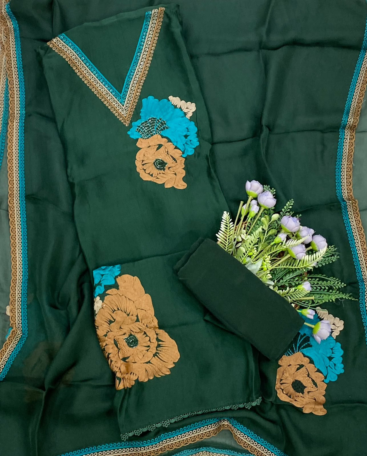 867D Twill Organza Dark Green Suit Fabric / CKC Partywear Collection