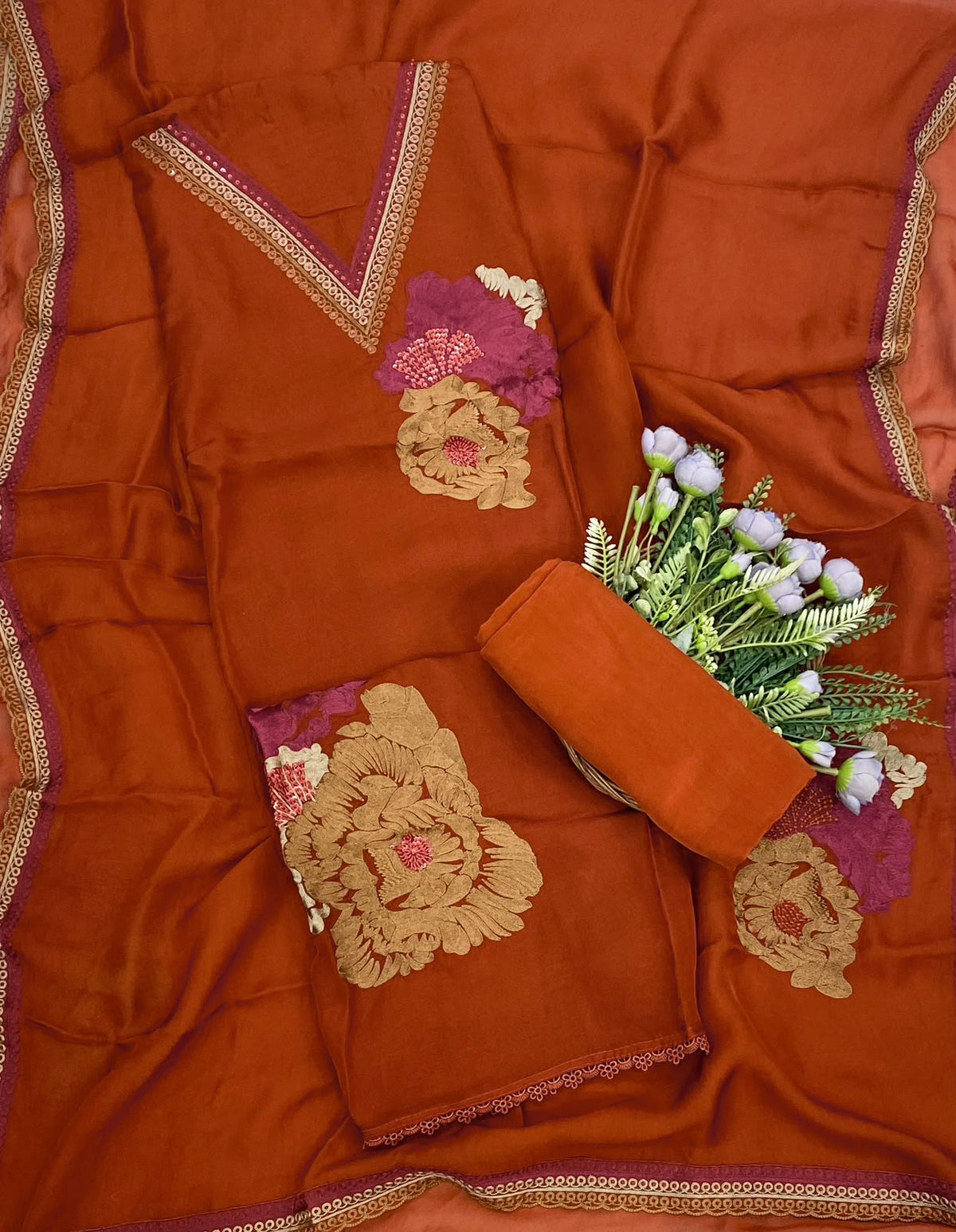 864D Twill Organza Rust Orange Suit Fabric / CKC Partywear Collection