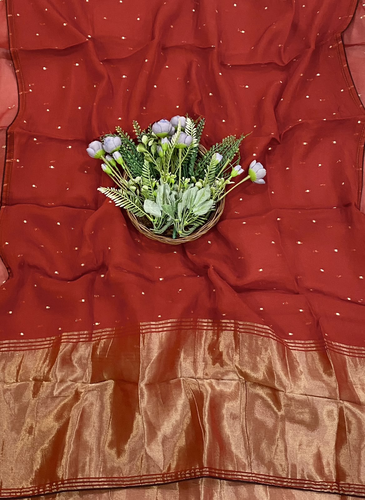 875D Pure Organza Rust Red Suit Fabric / CKC Partywear Collection