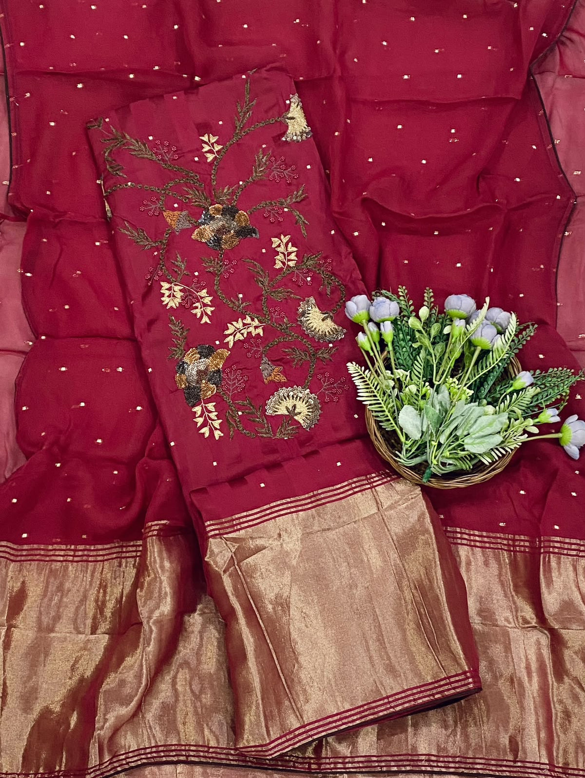 876D Pure Organza Magenta Suit Fabric / CKC Partywear Collection