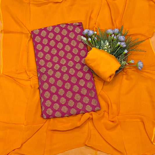 11E Banarasi Georgette Magenta Suit Fabric / CKC Banarasi Edit
