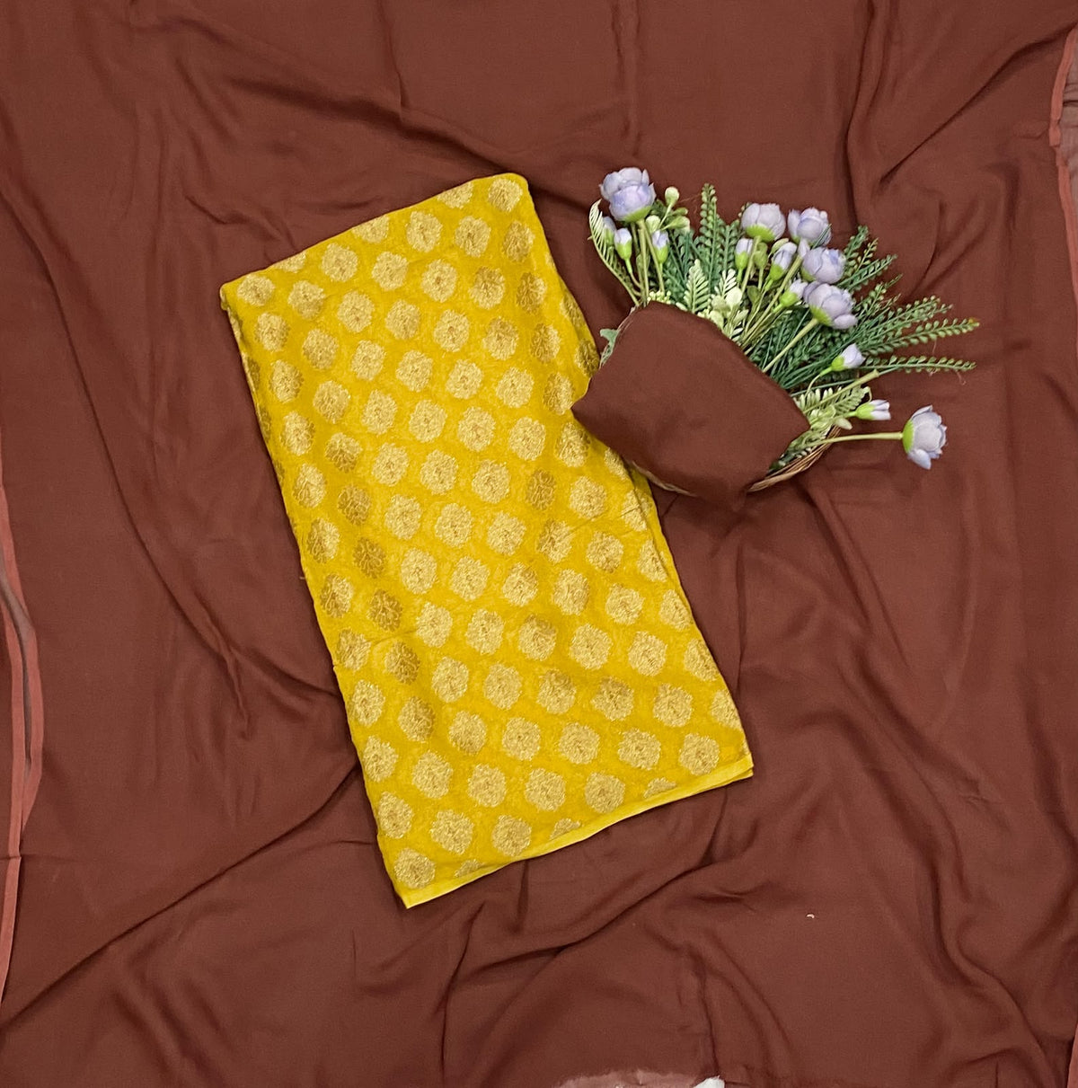 Banarasi Georgette Yellow Suit Fabric / CKC Banarasi Edit