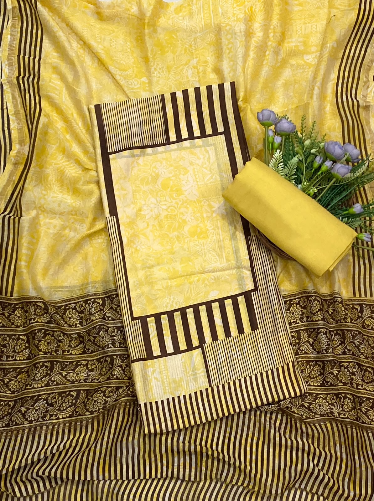 Pure Maheshwari Lemon Suit Fabric / CKC Maheshwari Suits