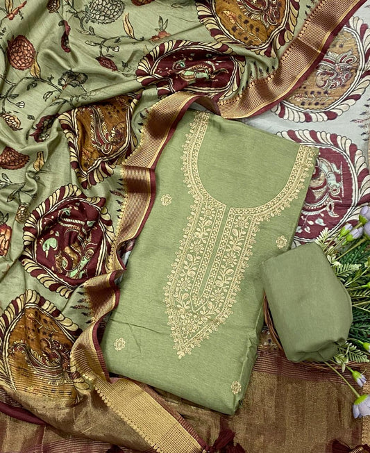 898D SILK GREEN SUIT FABRIC / CKC BANARASI COLLECTION