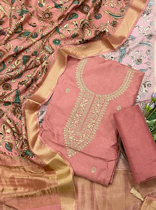 895D SILK DARK PEACH SUIT FABRIC / CKC BANARASI COLLECTION