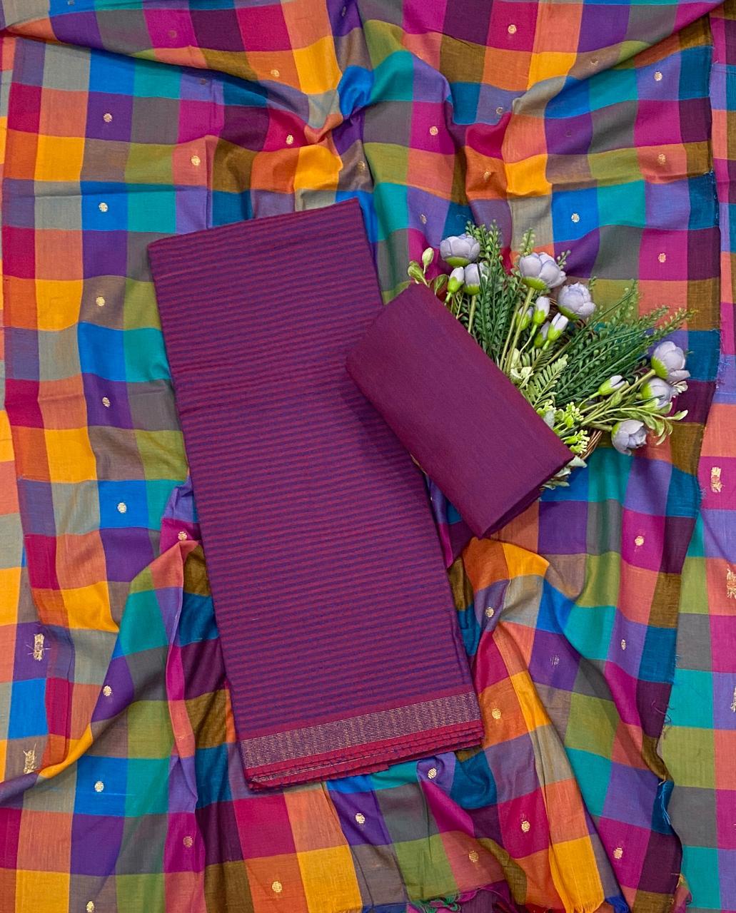 944D Cotton Magenta Suit Fabric / CKC Cotton Bazaar