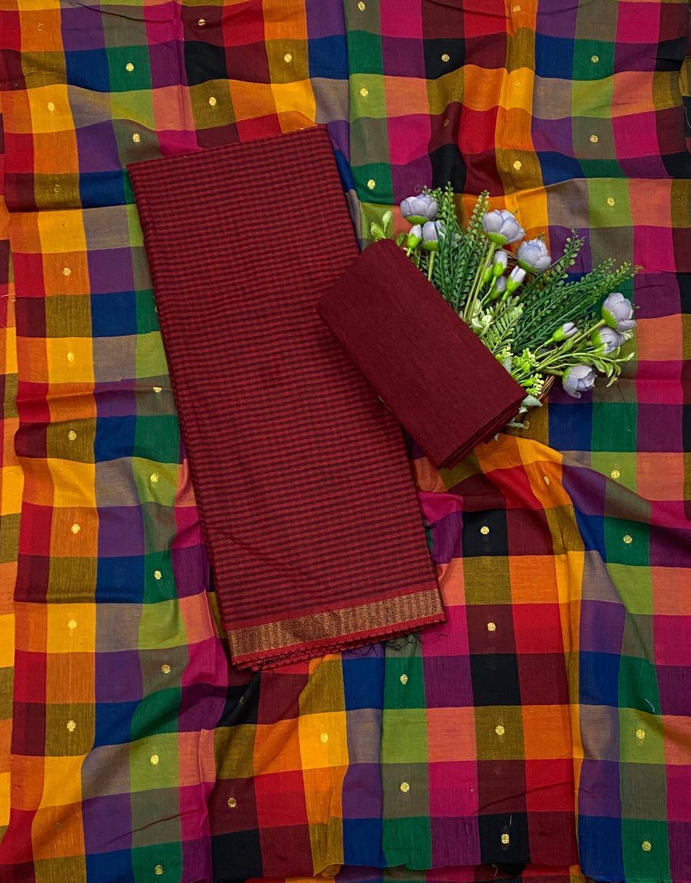 943D Cotton Red Suit Fabric / CKC Cotton Bazaar