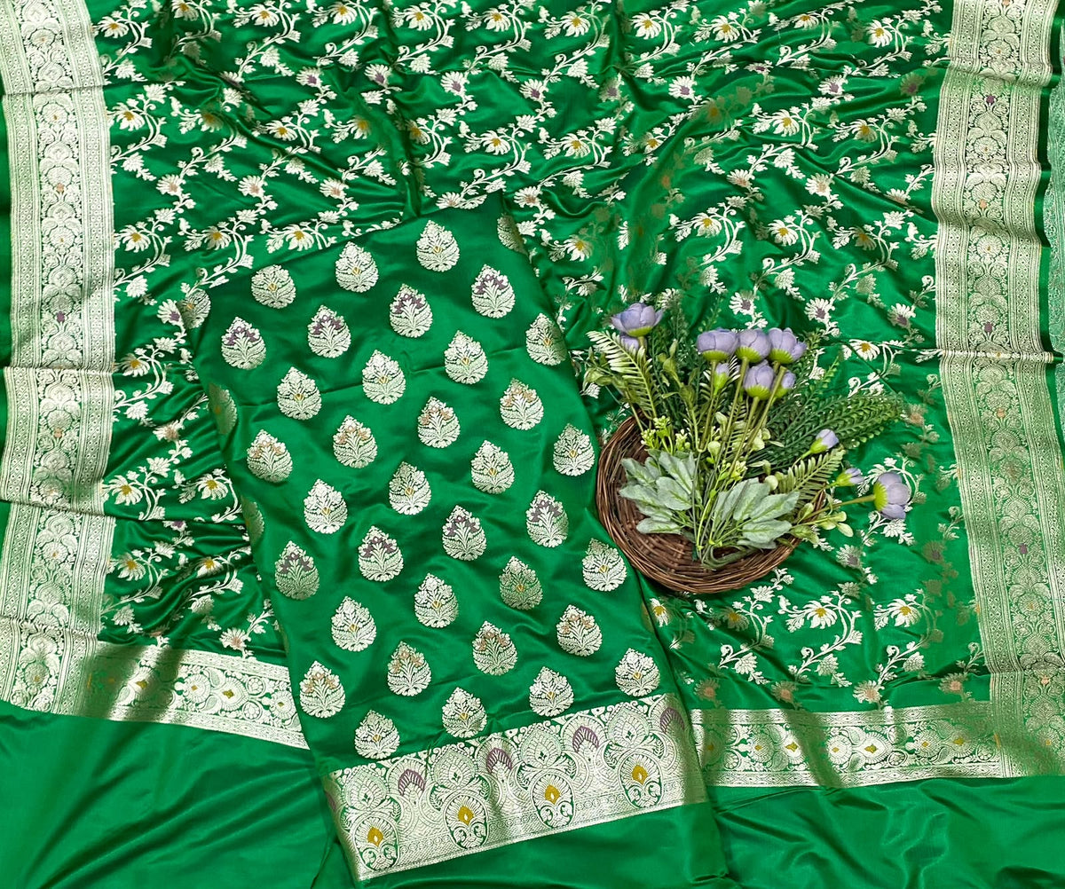 975D Banarasi Silk Green Suit Fabric / CKC Banarasi Edit