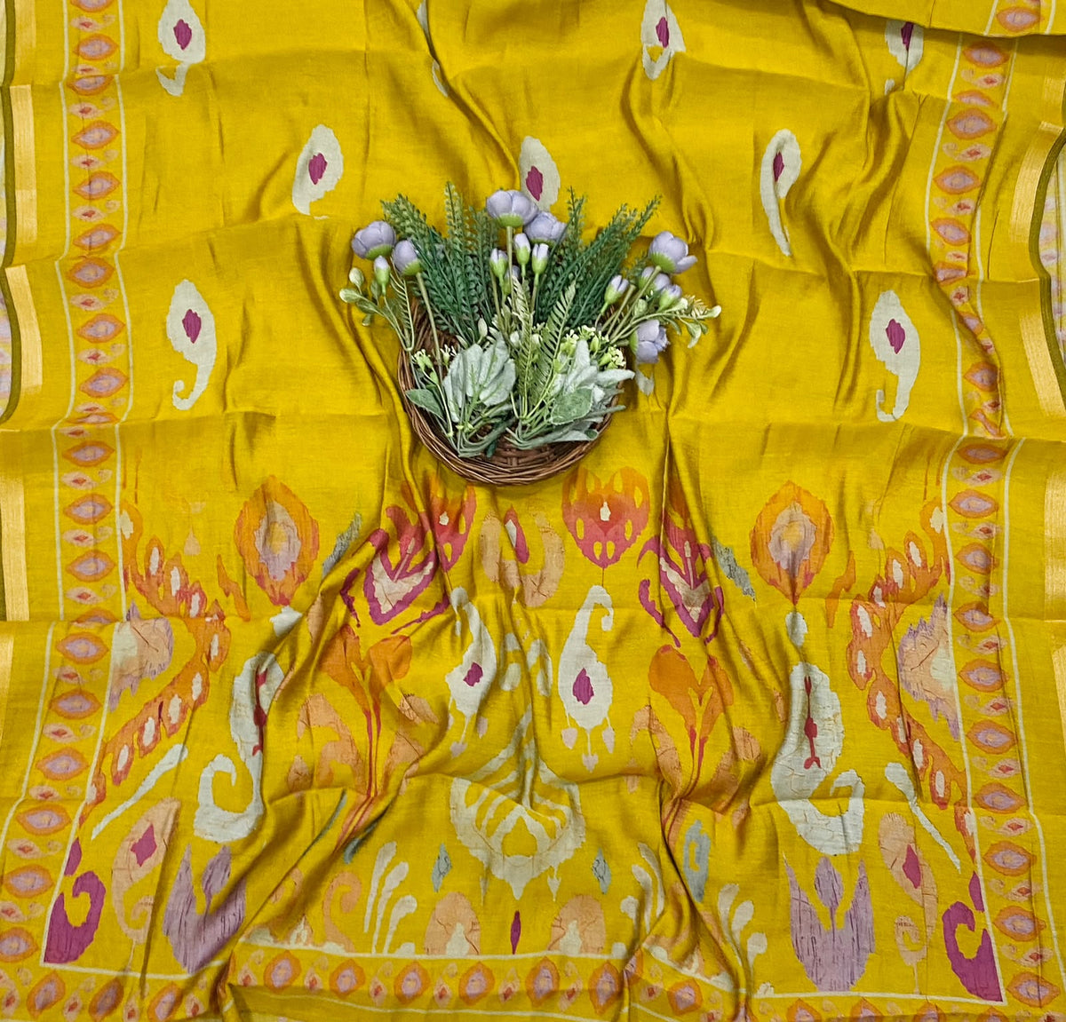 945D Maheshwari Yellow Suit Fabric / CKC Maheshwari Suits