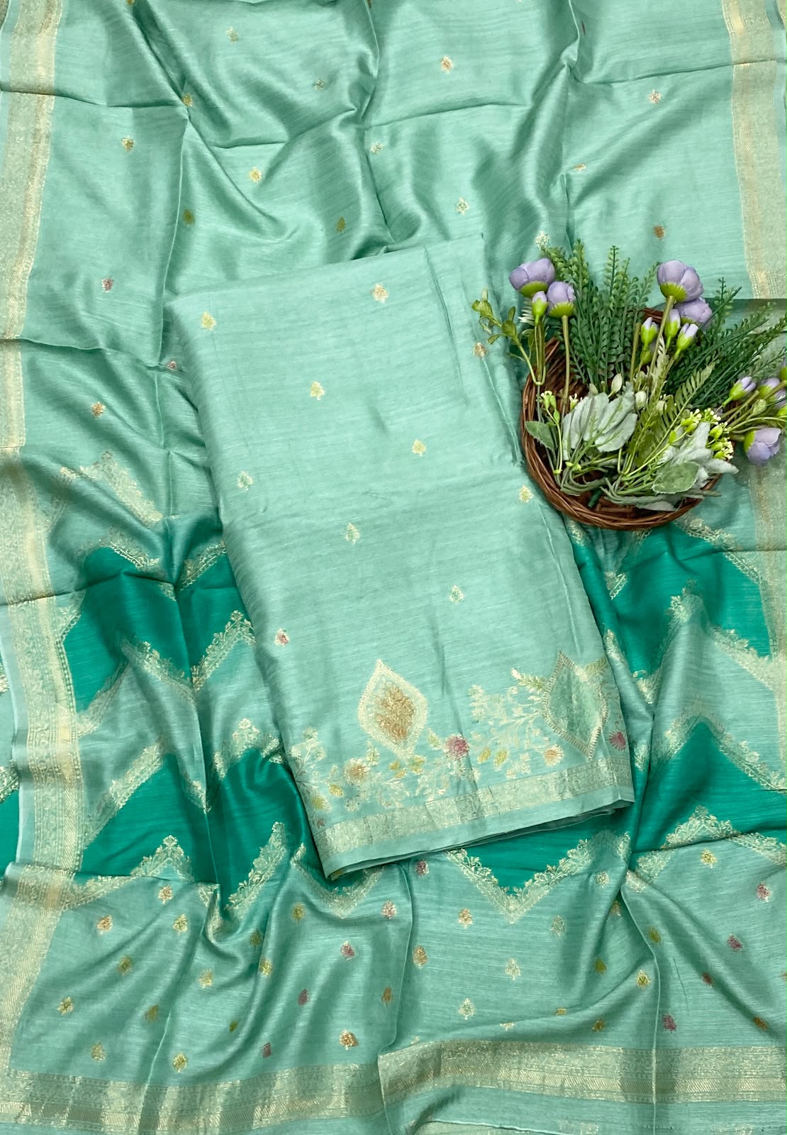 918D Banarasi Silk Sea Green Suit Fabric / CKC Banarasi Edit