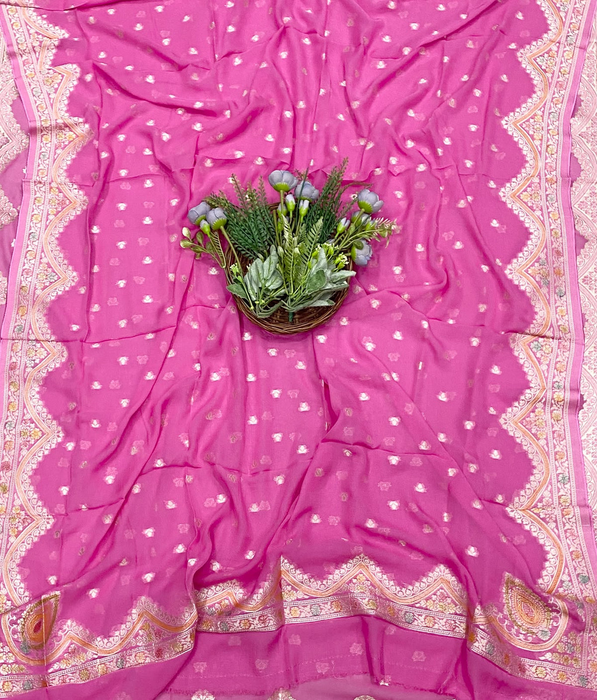 940D Banarasi Crepe Dark Pink Suit Fabric / CKC Banarasi Edit