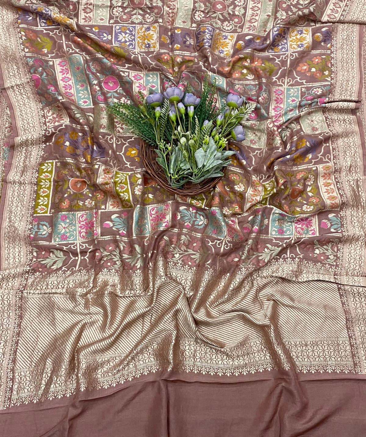 926D Pure Munga Silk Beige Suit Fabric / CKC Banarasi Edit