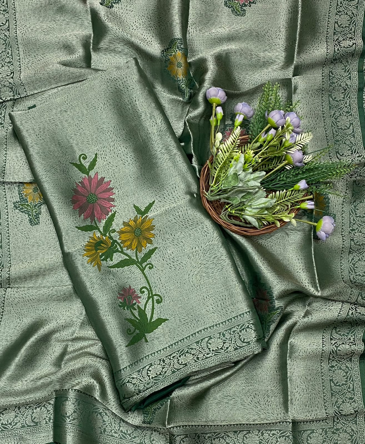 948D Banarasi Brocade Silk Dark Green Suit Fabric / CKC Banarasi Edit