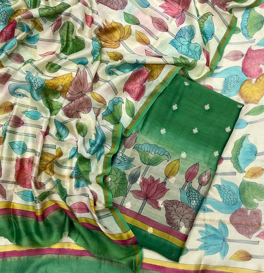 912D Pure Maheshwari Dark Green Suit Fabric / CKC Maheshwari Suits