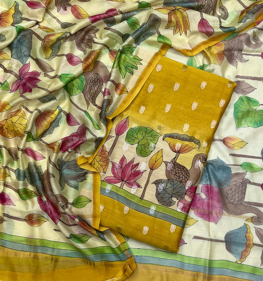 909D Pure Maheshwari Dark Yellow Suit Fabric / CKC Maheshwari Suits