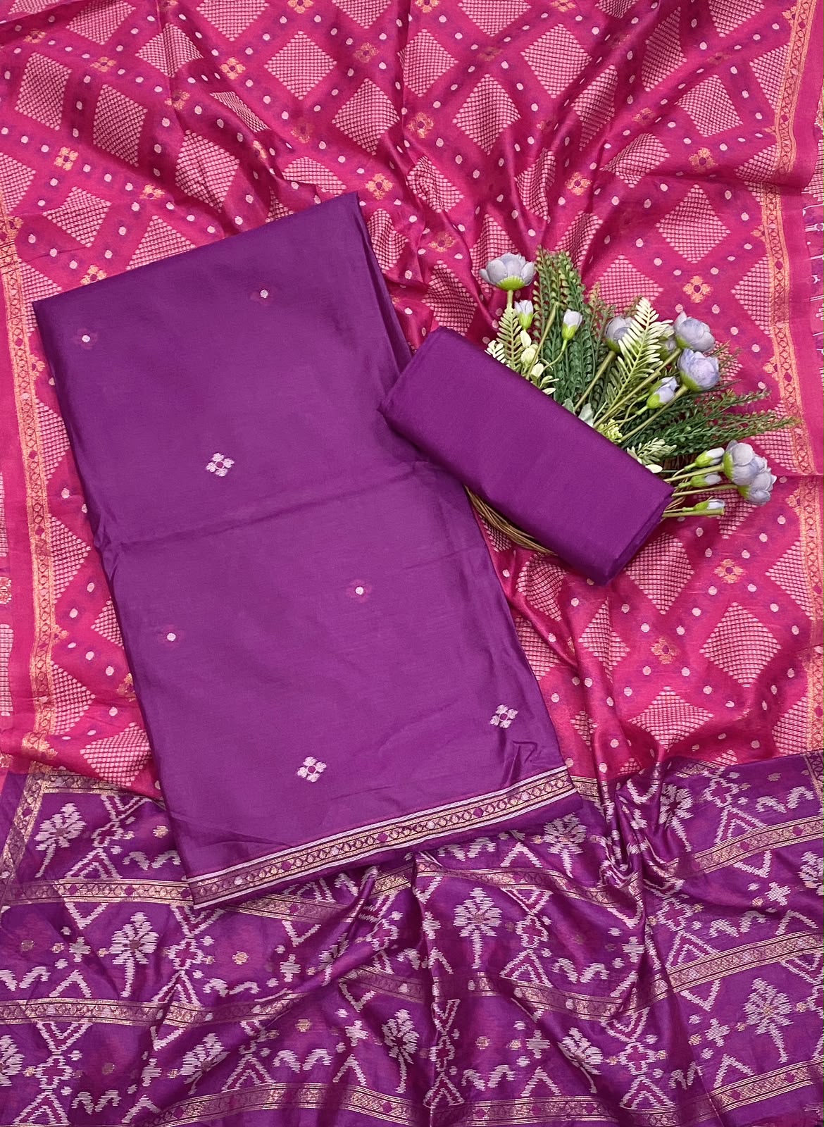 966D Jamdani Purple Suit Fabric / CKC Jamdani Suits
