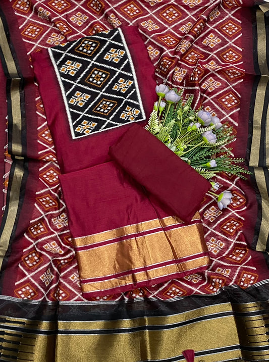 9E D Maheshwari Dark Red Suit Fabric / CKC Maheshwari Suits
