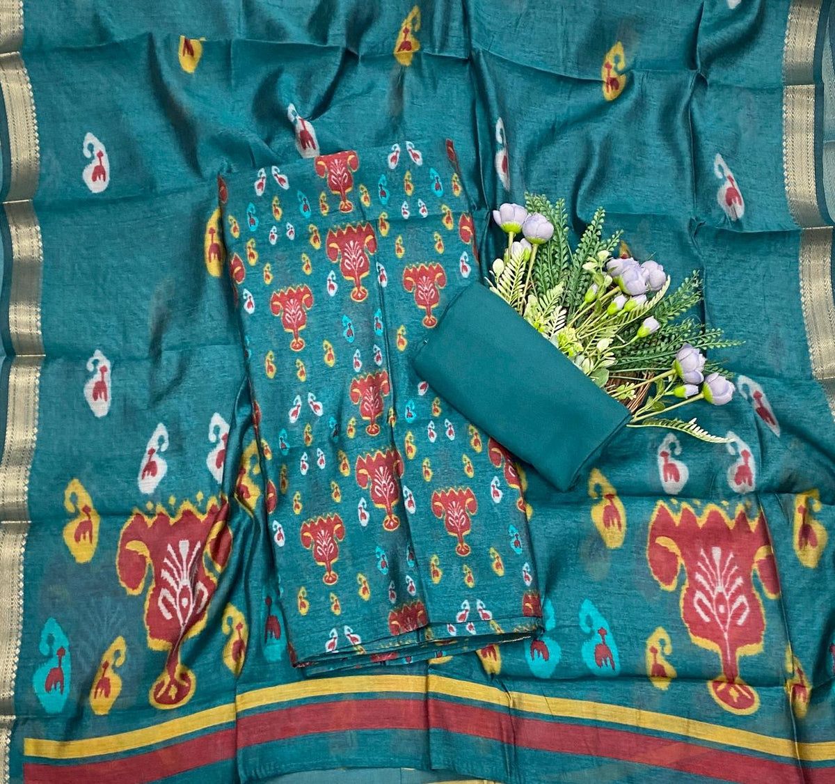 987D Maheshwari Blue Suit Fabric / CKC Maheshwari Suits