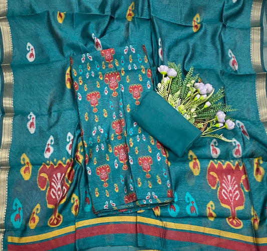 987D Maheshwari Blue Suit Fabric / CKC Maheshwari Suits