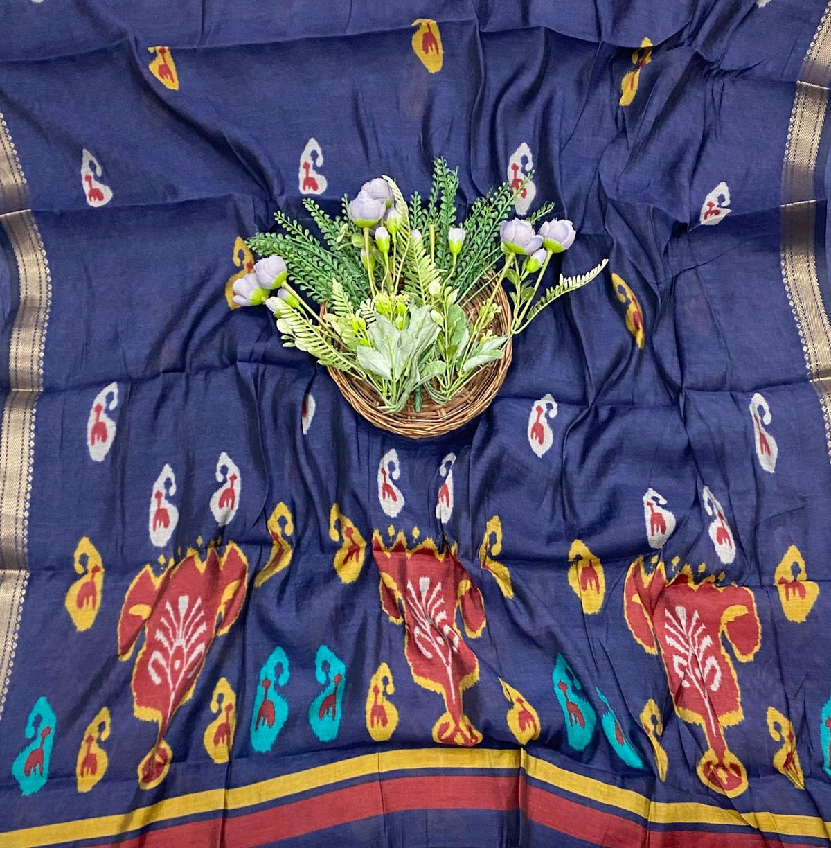 990D Maheshwari Navy Blue Suit Fabric / CKC Maheshwari Suits