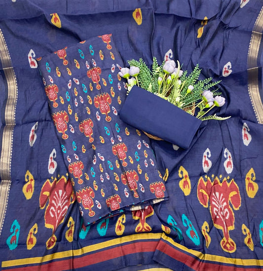 990D Maheshwari Navy Blue Suit Fabric / CKC Maheshwari Suits