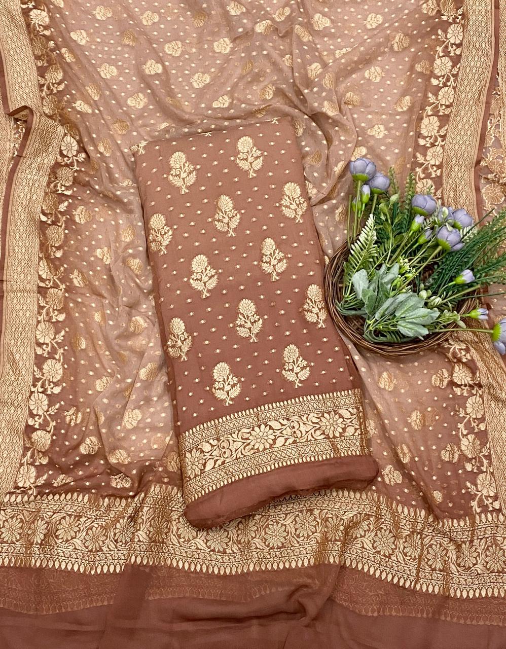 980D Pure Georgette Brown Suit Fabric/ CKC Partywear Collection