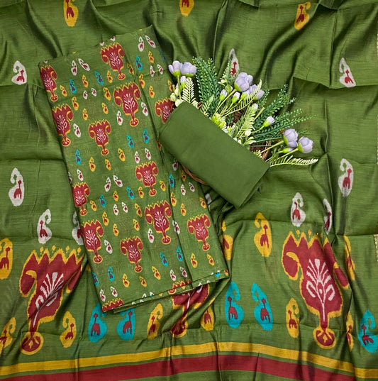 988D Maheshwari Green Suit Fabric / CKC Maheshwari Suits