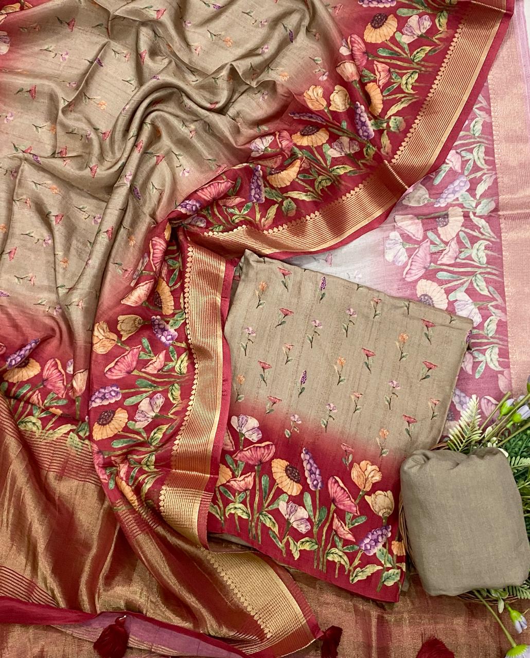 995D SILK BEIGE SUITS FABRIC / CKC SILK SUITS