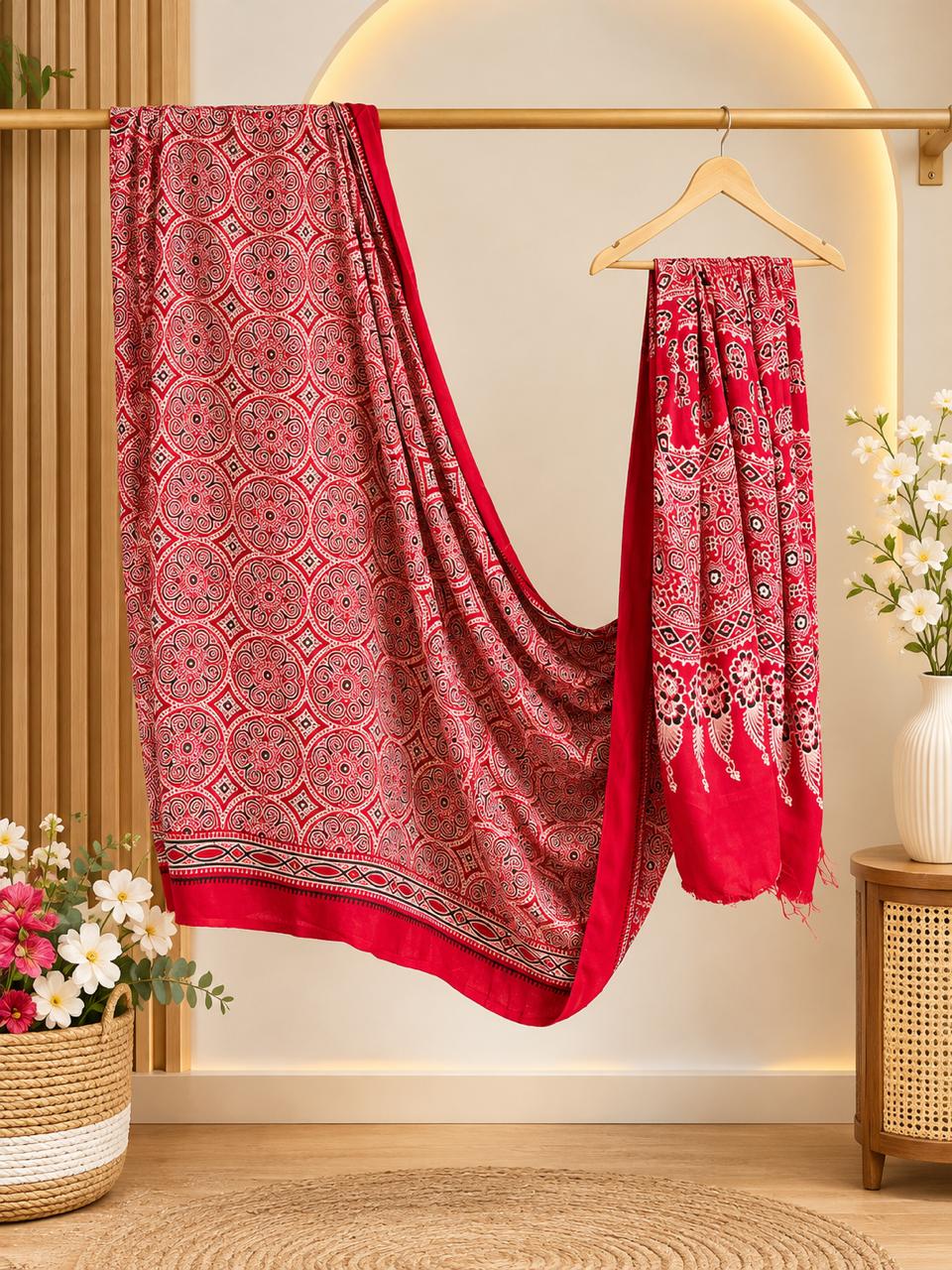 39E Modal Silk Red Saree / CKC Sarees