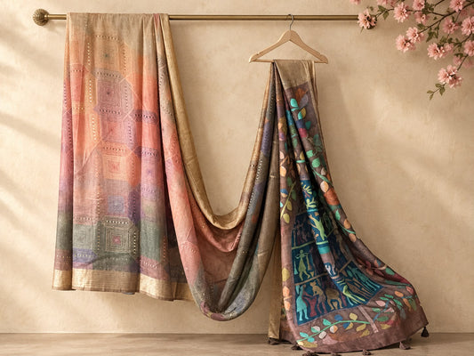 26E Silk Beige Saree / CKC Sarees