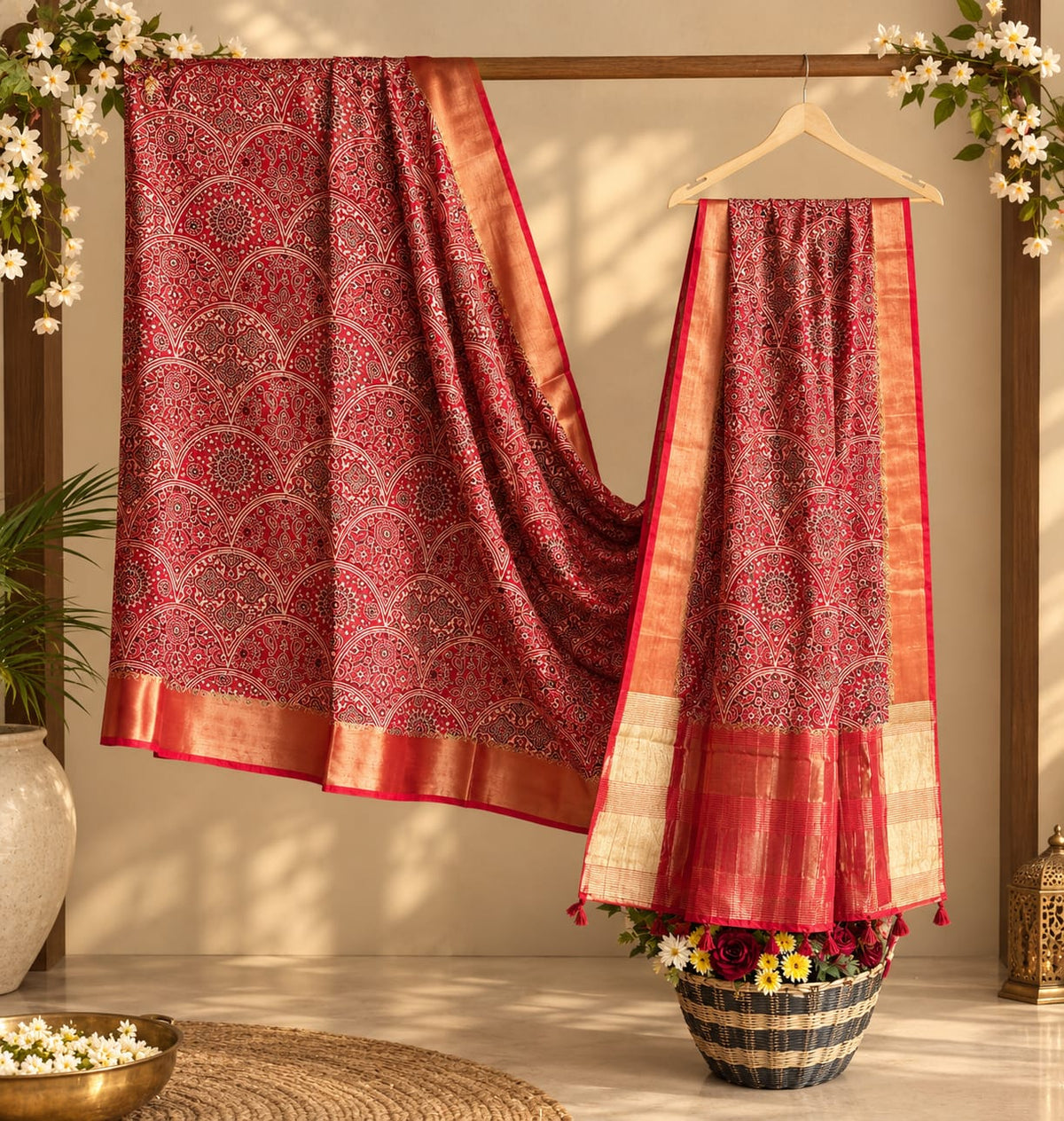 35E Silk Red Saree / CKC Sarees
