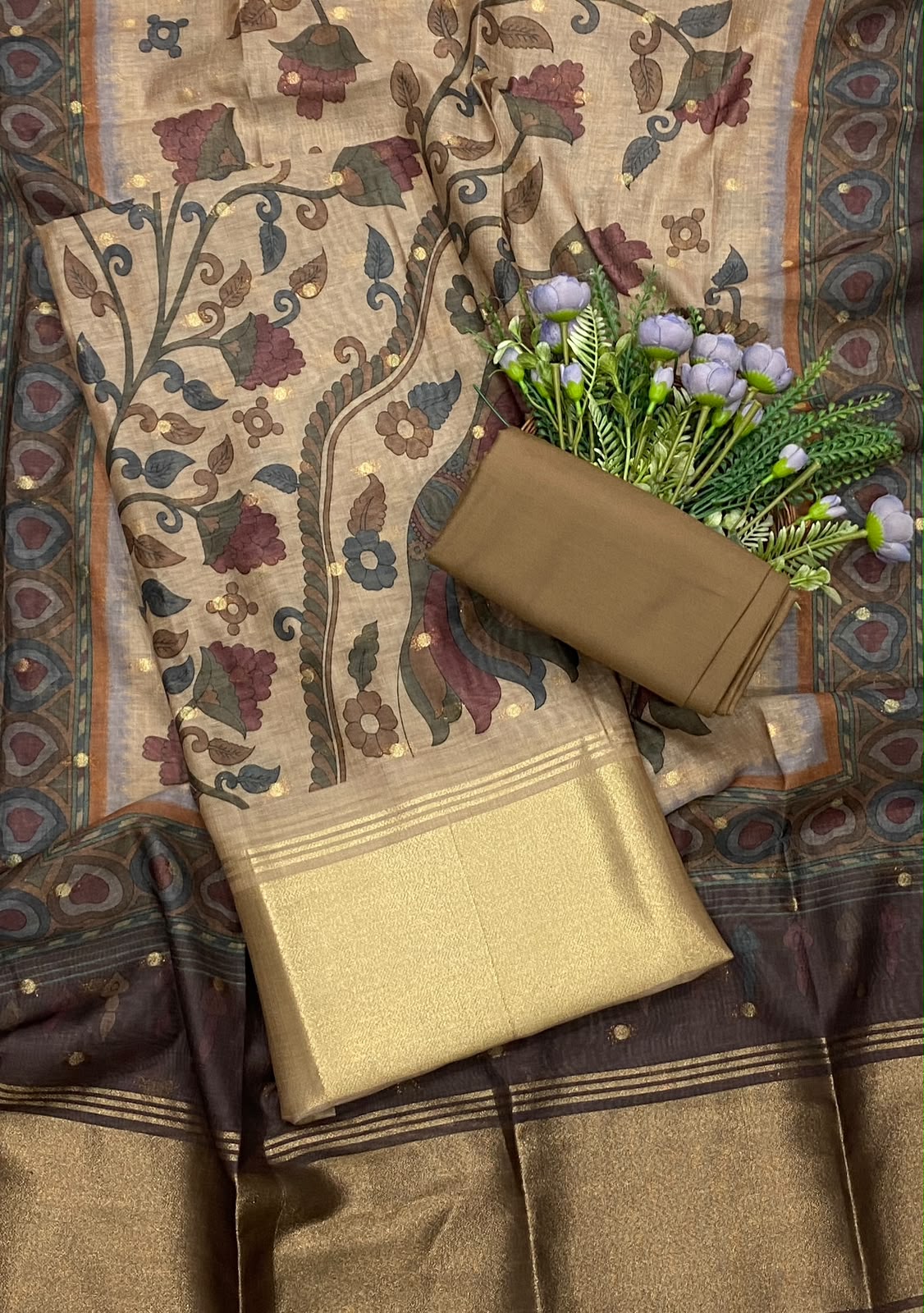 55E Maheshwari Beige Suit Fabric / CKC Maheshwari Suits
