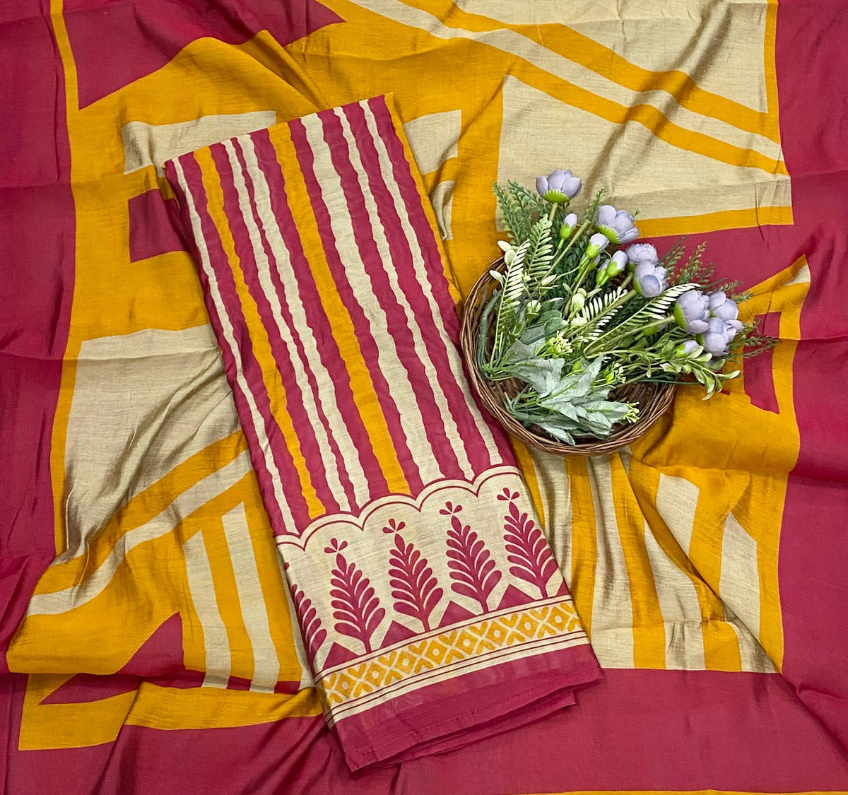 82E Maheshwari Magenta Suit Fabric / CKC Maheshwari Suits