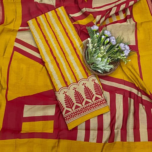 83E Maheshwari Mustard Suit Fabric / CKC Maheshwari Suits