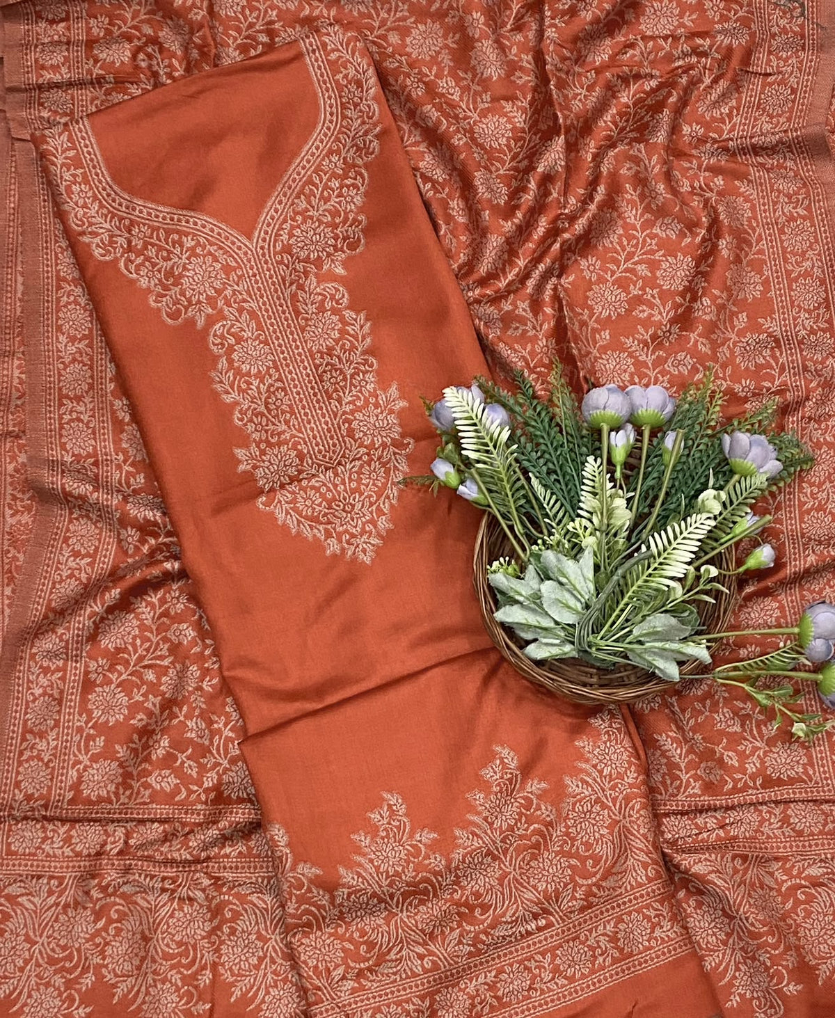 84E Pashmina Rust Orange Suit Fabric/ CKC Winter Suits