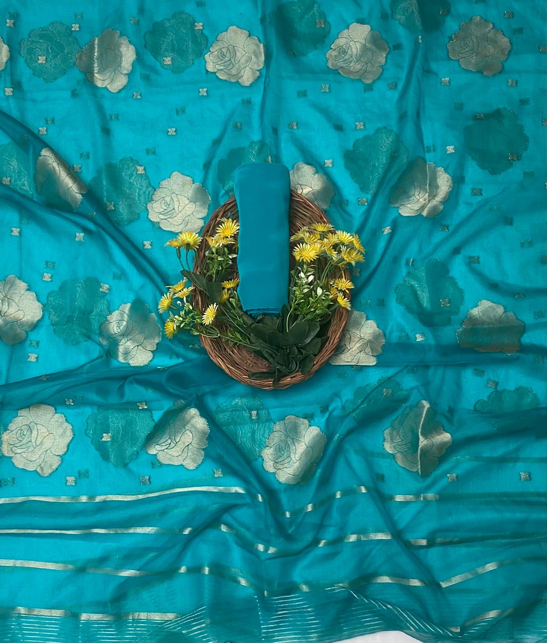जॉर्जेट सी ग्रीन सूट फ़ैब्रिक / ईज़ी ब्रीज़ी PT-3