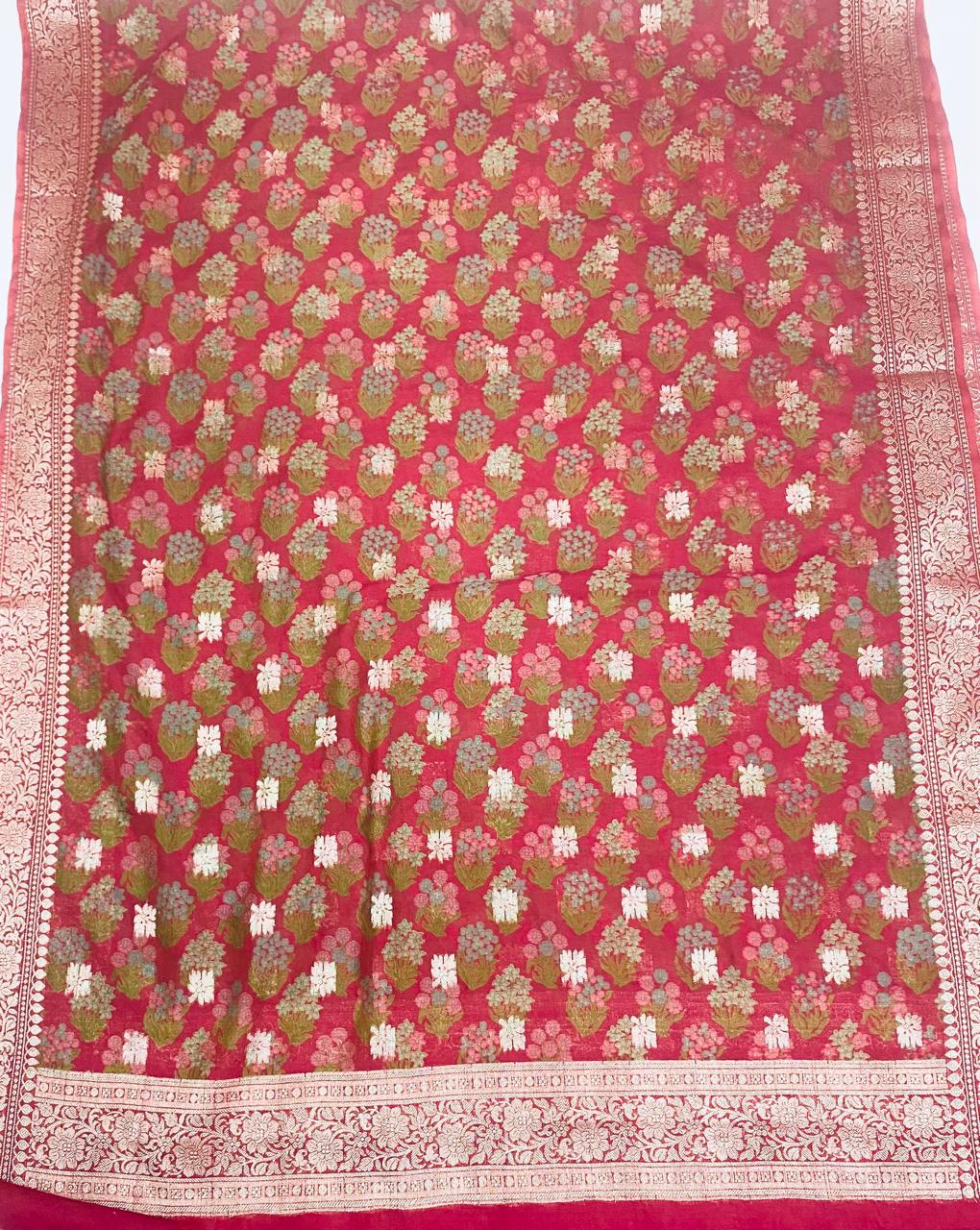 Pure Maheshwari Magenta Suit Fabric / Festive Vibe