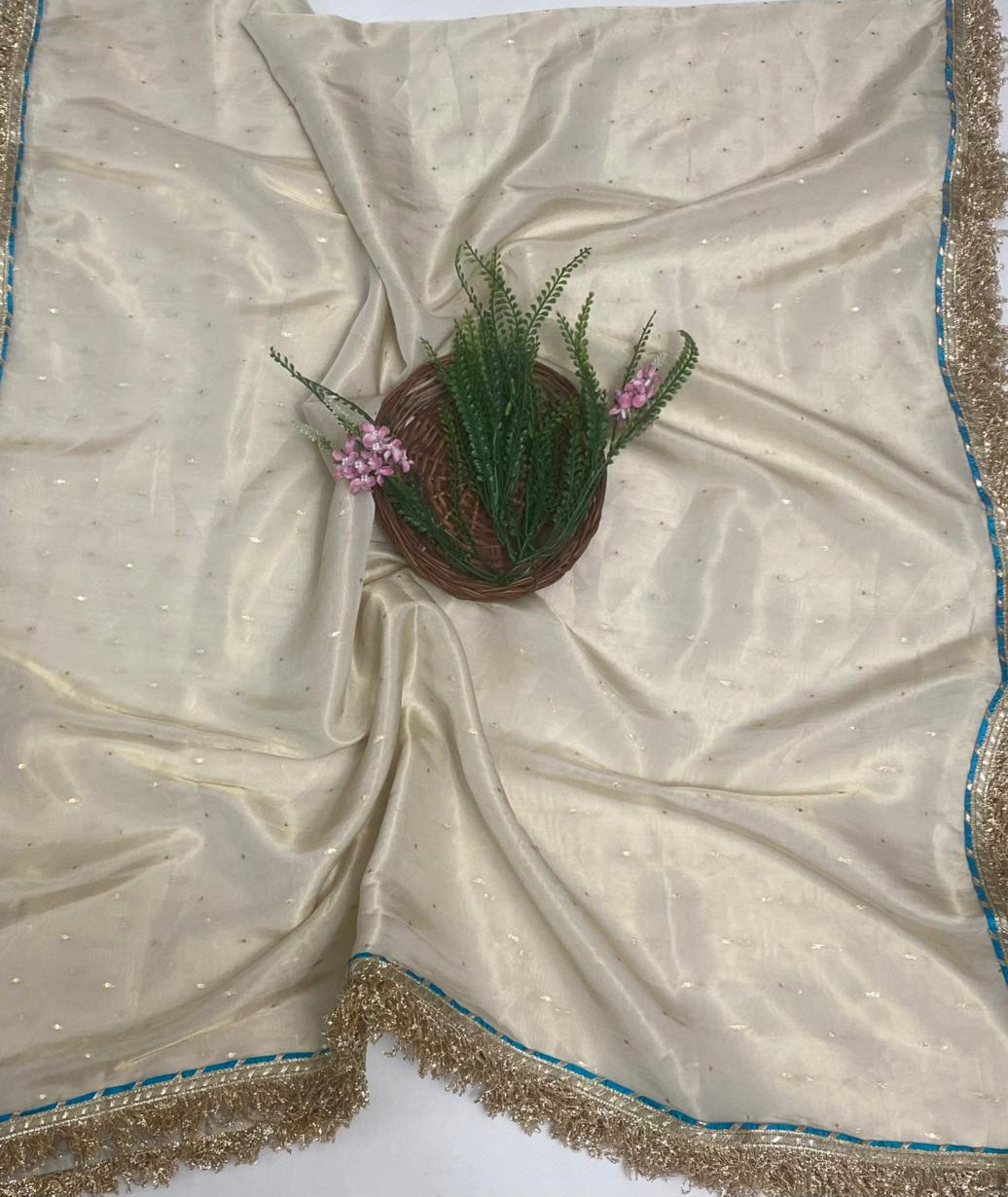 Self Shimmer Cream Suit Fabric/ Karwachauth Collection