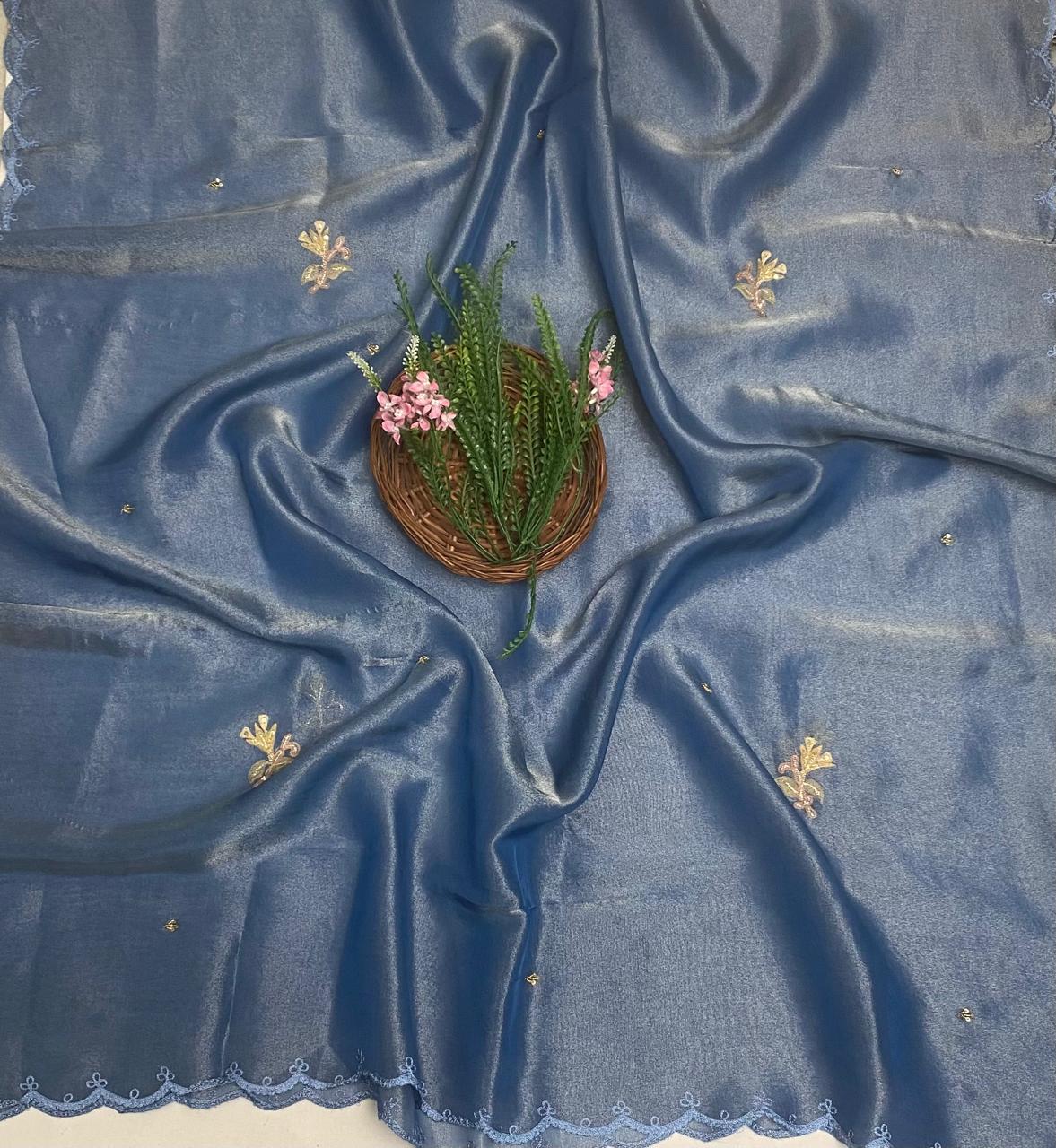 Shimmer Blue Suit Fabric/ Karwachauth Collection